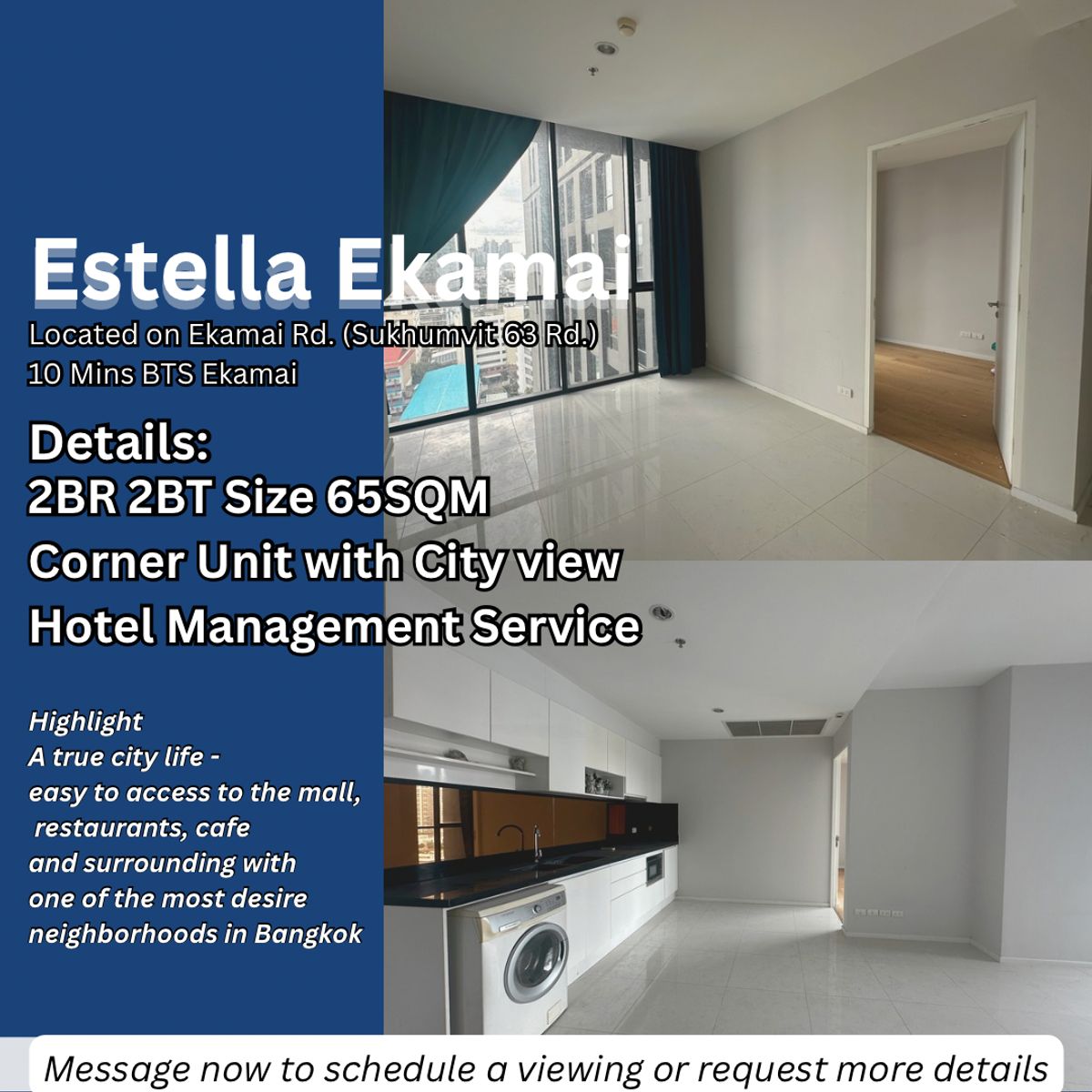 ขายคอนโดสุขุมวิท อโศก ทองหล่อ : ขาย คอนโด Estella Ekamai (UP Ekamai) ขนาด 2 ห้องนอน 65 ตารางเมตร ฟรีโอน 