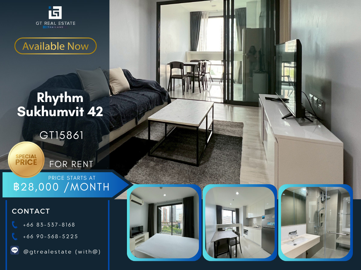 For RentCondoSukhumvit, Asoke, Thonglor : ✨ GT15861 | Condo Rhythm Sukhumvit 42, convenient transportation. Near the BTS Skytrain, there is a shuttle, beautiful room, fully furnished, ready to move in!!