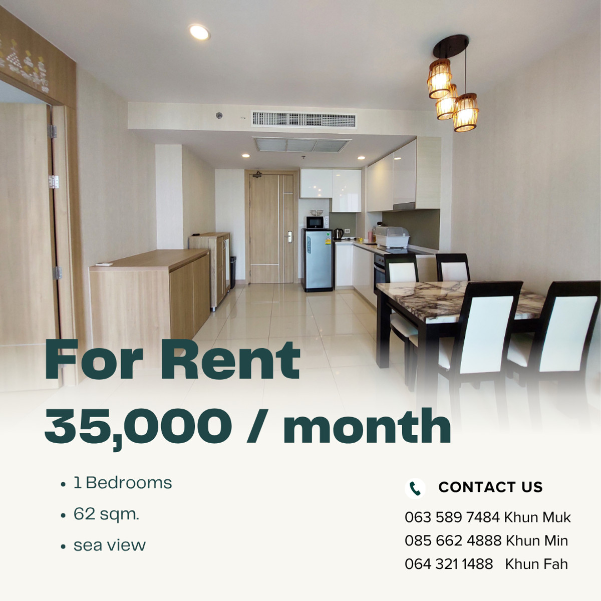 For RentCondoPattaya, Bangsaen, Chonburi : 📍 For Rent @ Riviera Wongamat - City View & Amp; Sea View! 💸 35,000 THB/Month | 📐 62 SQ.M. Big Size