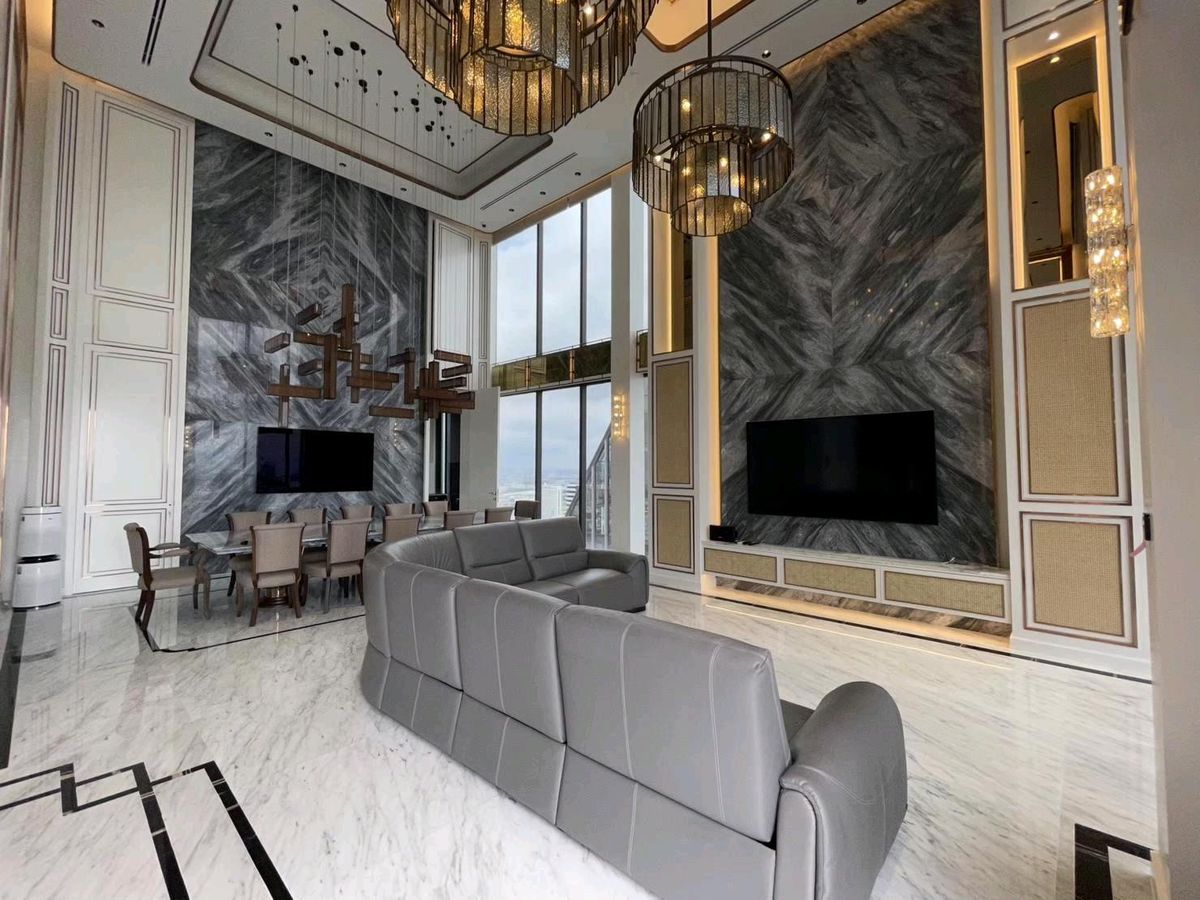 CondoRama9, Petchburi, RCA : 📌For RENT & SALE Rental and Sale | The ESSE at Singha Complex Penthouse - 3B (244 SQM) 500,000 THB / Month / 129MB