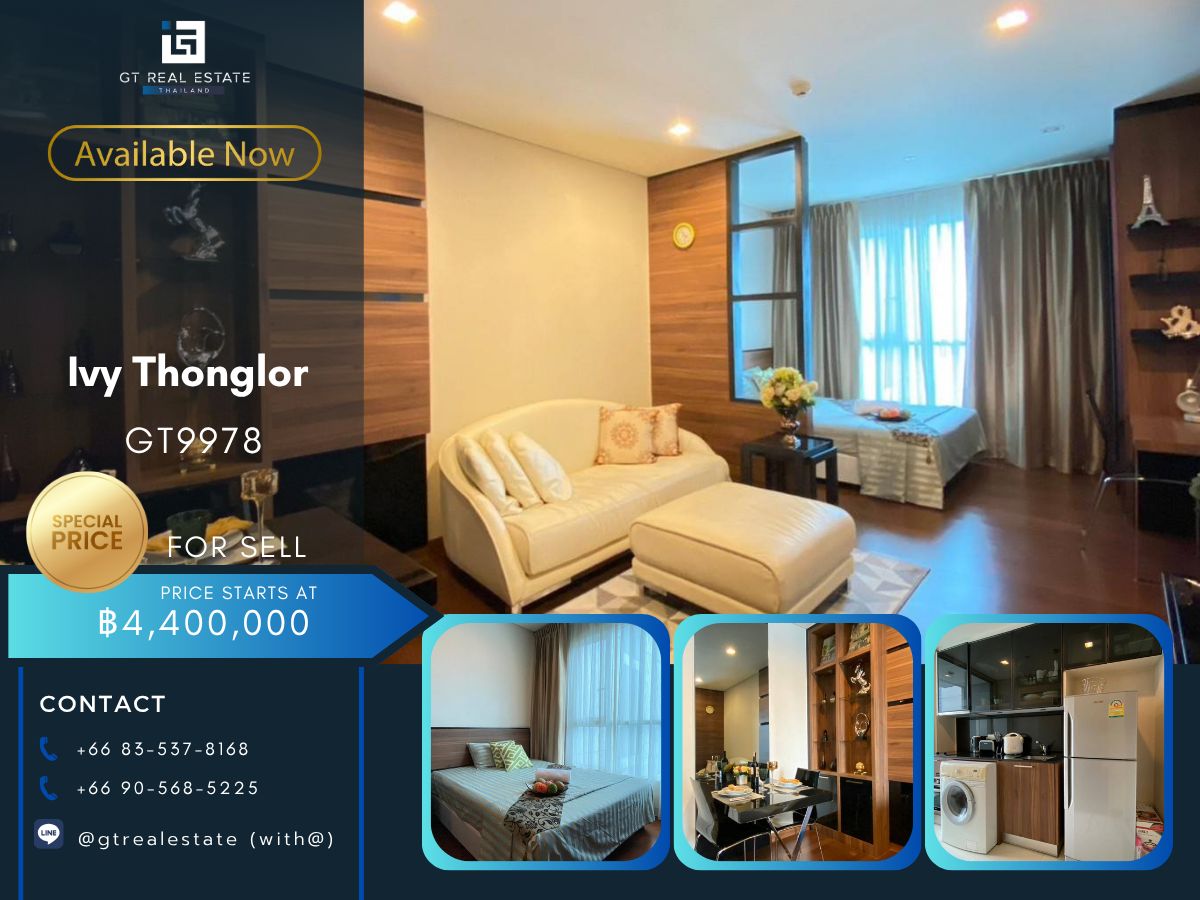 ขายคอนโดสุขุมวิท อโศก ทองหล่อ : คอนโดขายราคาถูกที่ Ivy Thonglor เดินทางสะดวก เฟอร์นิเจอร์ครบจบคุ้ม เหมาะสำหรับนักลงทุน พร้อมขายด่วนๆๆ!!