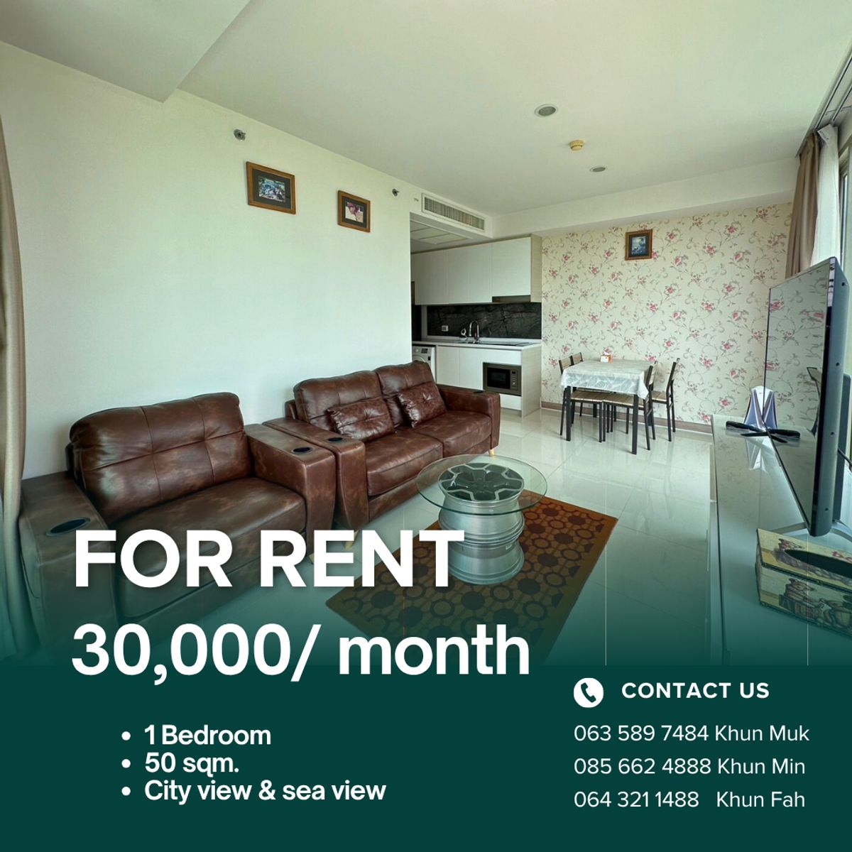 For RentCondoPattaya, Bangsaen, Chonburi : 🌊 The Riviera Wongamat | Corner Sea View! 🔥 RENT ONLY 30,000/Month 🔥 ✨ 1 Bedroom | 50 SQ.M | Building B | 10th Floor
