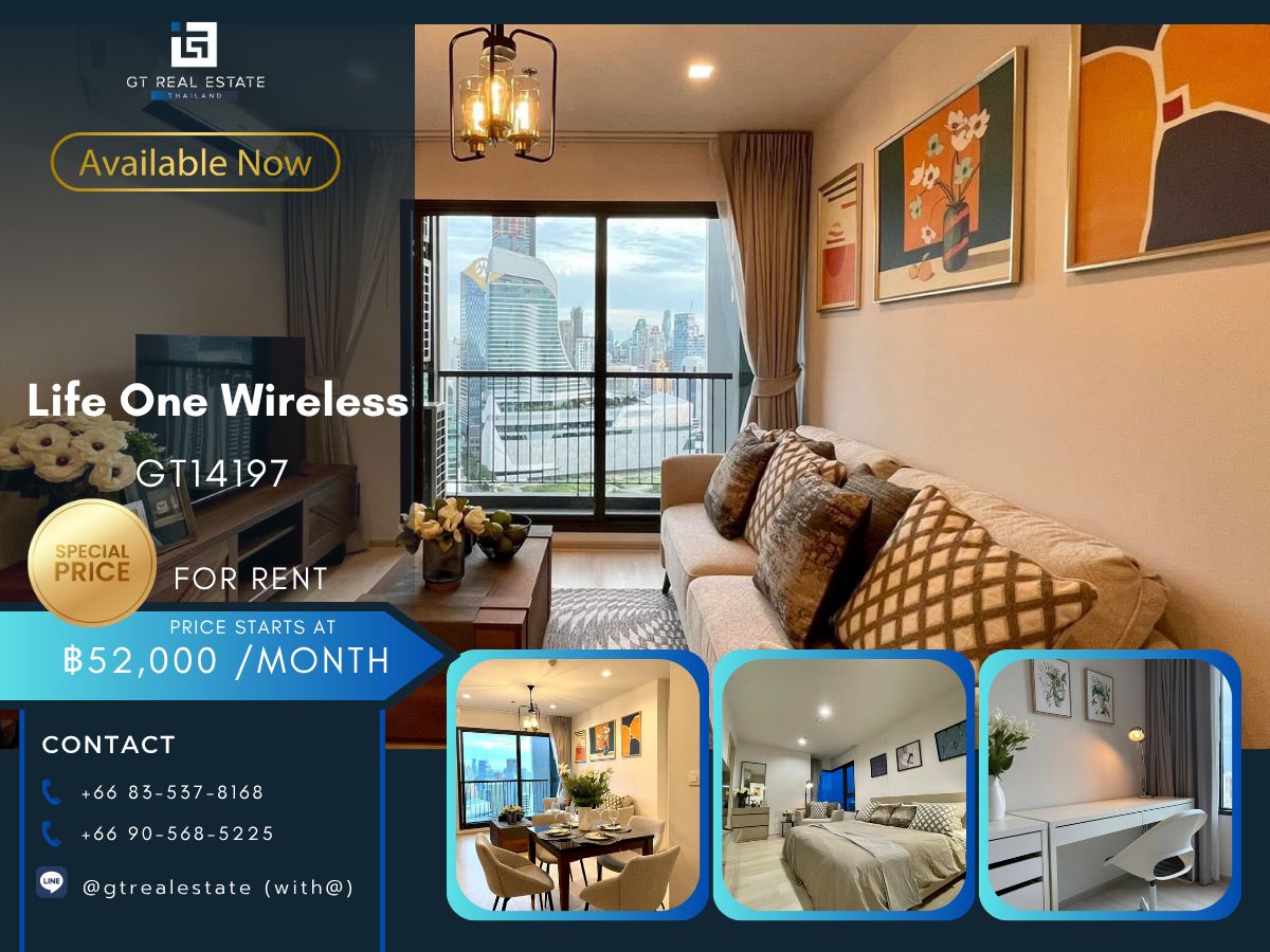 For RentCondoWitthayu, Chidlom, Langsuan, Ploenchit : Life One Wireless Condo is convenient to travel near the BTS Skytrain. Complete furniture Ready !!