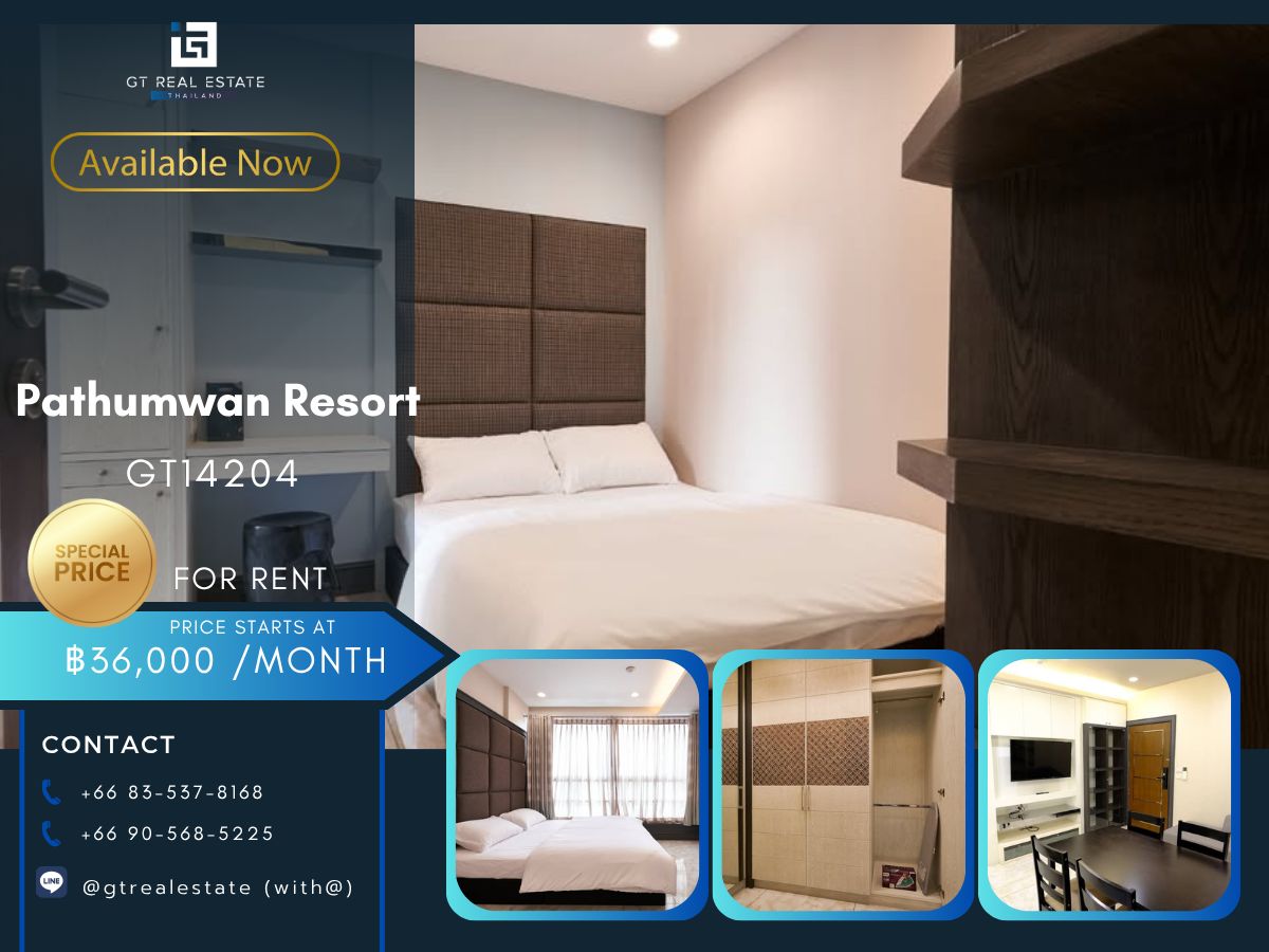 ให้เช่าคอนโดราชเทวี พญาไท : คอนโด Pathumwan Resort เดินทางสะดวก ใกล้รถไฟฟ้าบีทีเอส ห้องสวย เฟอร์นิเจอร์ครบ พร้อมเข้าอยู่!!