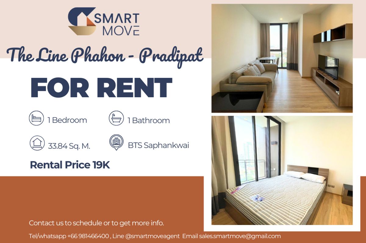 For RentCondoSapankwai,Jatujak : 🔥 For Rent !!🔥 Code C20240400039..........The Line Phahon - Pradipat, 1 bedroom, 1 bathroom, high floor 15++, great facility, furnished, ready to move in 📣📣
