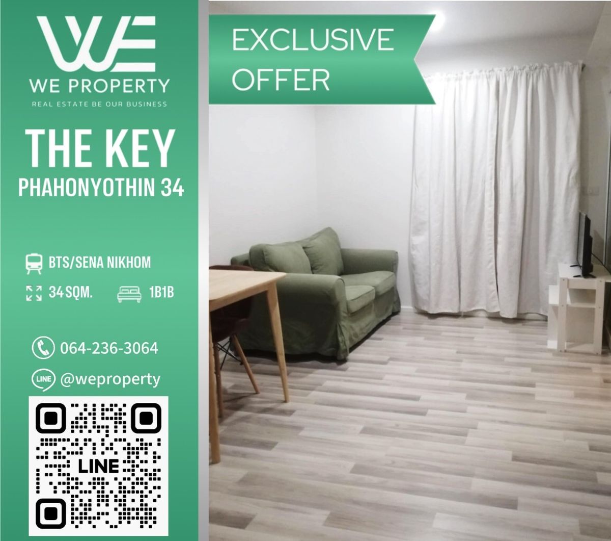 For SaleCondoKasetsart, Ratchayothin : Beautiful room, good location The best price !! ⭐The Key Phahonyothin The Key Phahonyothin (Phahonyothin 34)