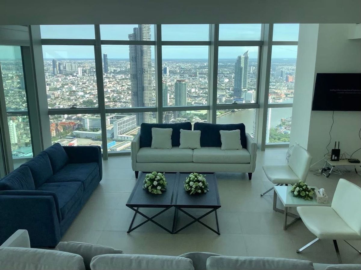 ให้เช่าคอนโดวงเวียนใหญ่ เจริญนคร : ให้เช่าคอนโดหรู The River Duplex Penthouse | 3 ห้องนอน 4 ห้องน้ำ | วิวพาโนรามา