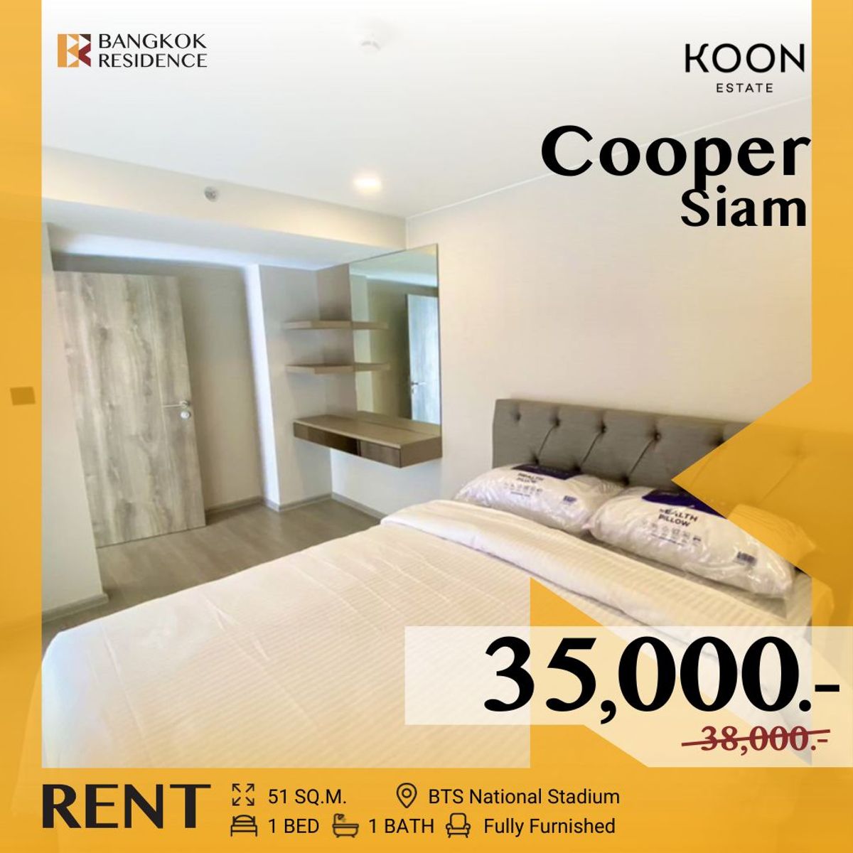 ให้เช่าคอนโดสยาม จุฬา สามย่าน : Cooper Siam Duplex 💥 ห้องสวย ว่างพร้อมเข้า ใกล้ BTS สนามกีฬาแห่งชาติ