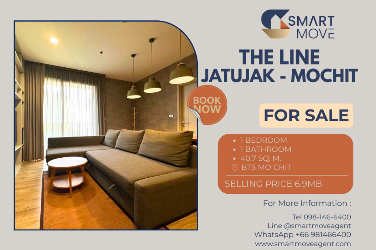 ขายคอนโดสะพานควาย จตุจักร : 🔥 สำหรับขาย !!🔥 Code C20250700050..........The Line Jatujak - Mochit, 1 ห้องนอน, 1 ห้องน้ำ, ชั้นสูง 23++, แต่งครบ, ราคาพิเศษ!!📣📣