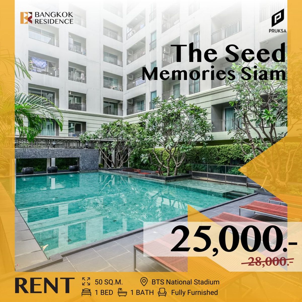 For RentCondoSiam Paragon ,Chulalongkorn,Samyan : The Seed Memories Siam ⚡ Spacious and fully furnished unit, close to BTS National Stadium