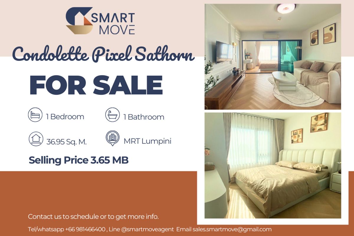 For SaleCondoSathorn, Narathiwat : 🔥 For Sale !!🔥 Code C20250200017..........Condolette Pixel Sathorn, 1 bedroom, 1 bathroom, furnished, Homey style, Special Deal!!📣📣