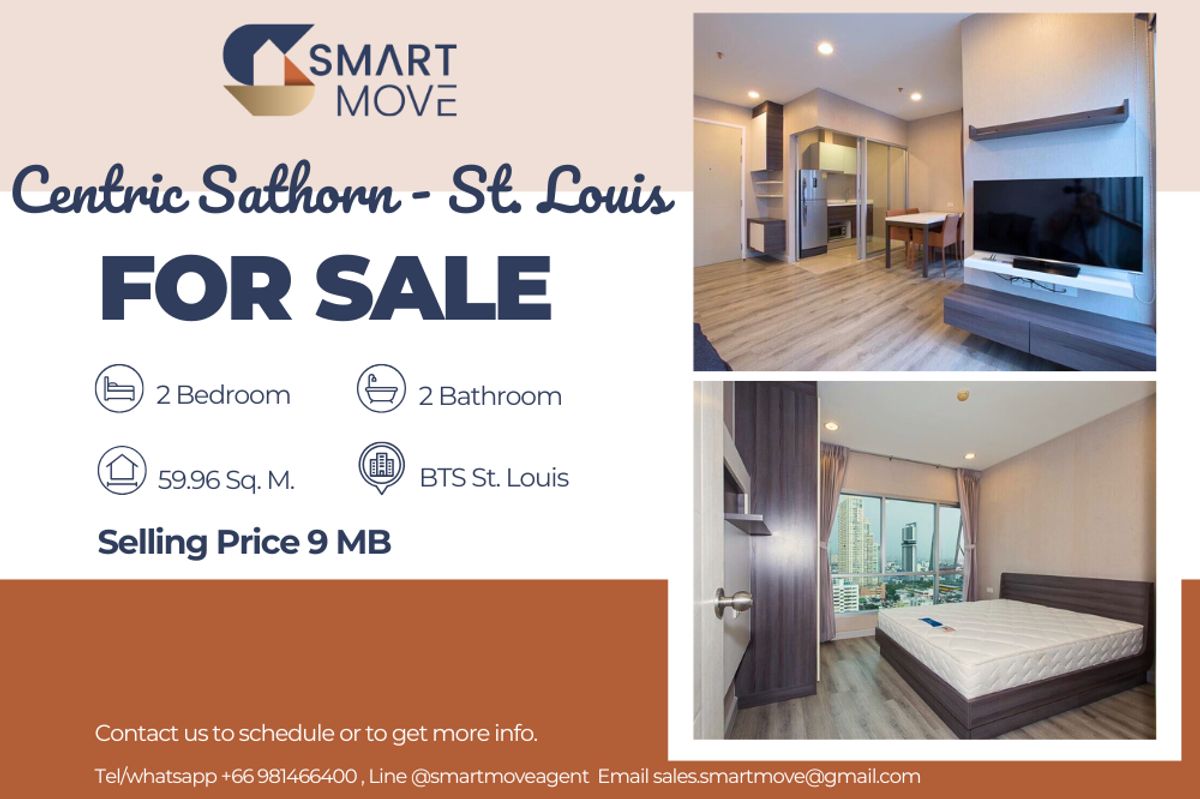ขายคอนโดสาทร นราธิวาส : 🔥 ขายพร้อมผู้เช่า !!🔥 Code C20221200153..........Centric Sathorn - St. Louis, 2 ห้องนอน, 2 ห้องน้ำ, ชั้นสูง 20++, แต่งครบ, ราคาพิเศษ!!📣📣