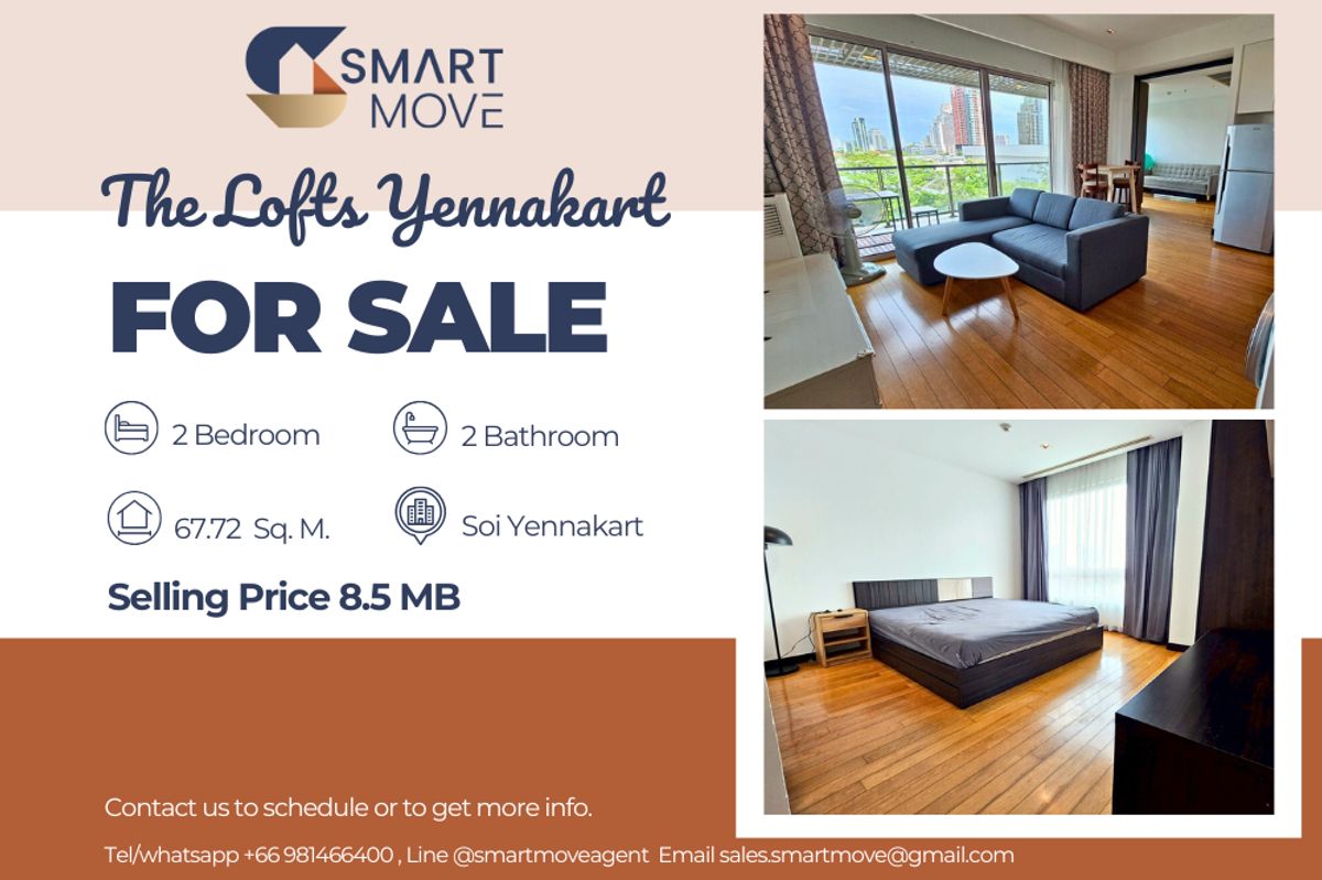 ขายคอนโดสาทร นราธิวาส : 🔥 ขายพร้อมผู้เช่า !! ห้องหายาก  !! 🔥 Code C20230900849..........The Lofts Yennakart, 2 ห้องนอน, 2 ห้องน้ำ, แต่งครบ, ราคาพิเศษ!!📣📣