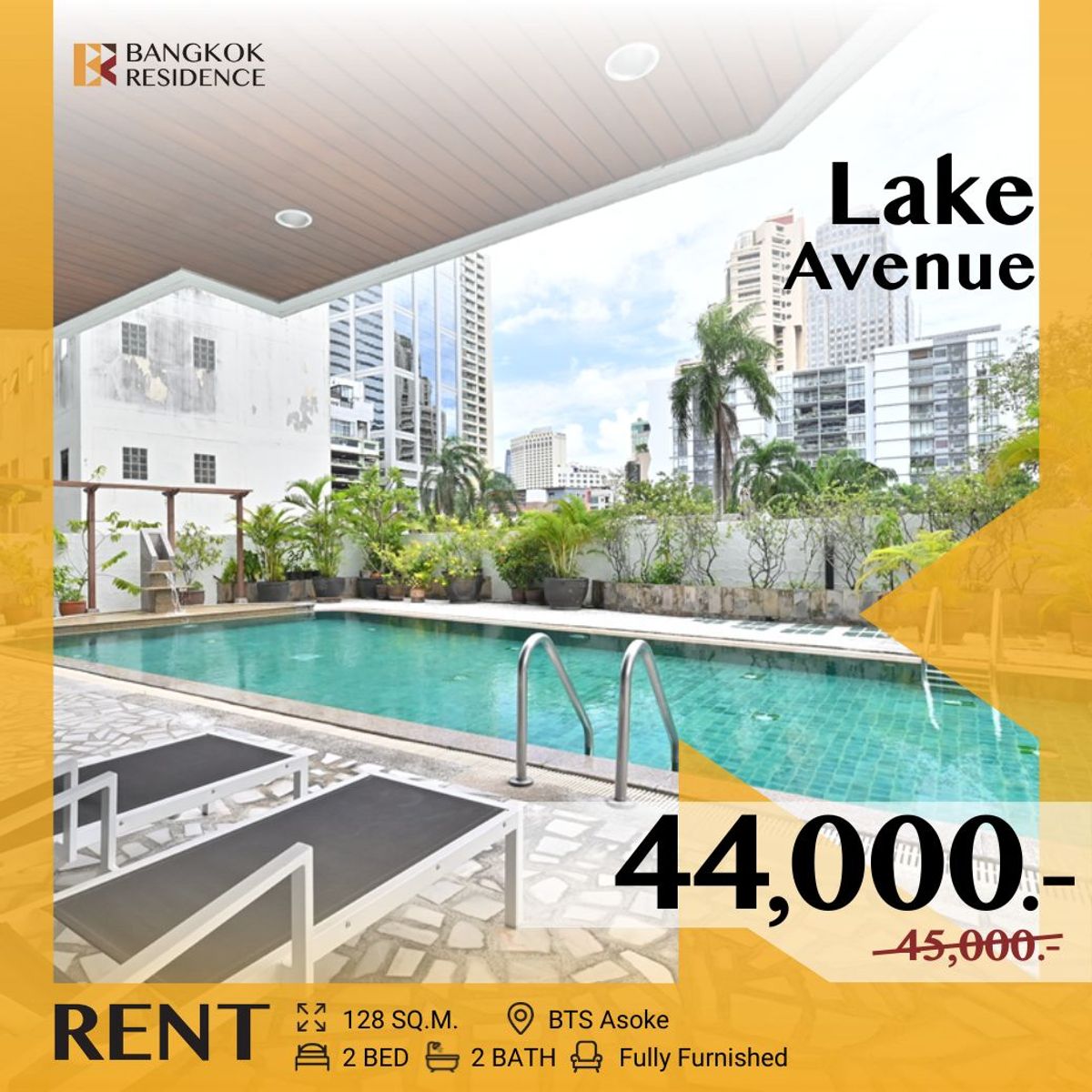For RentCondoSukhumvit, Asoke, Thonglor : Lake Avenue ✨ Spacious and Simple unit, Near BTS Asoke