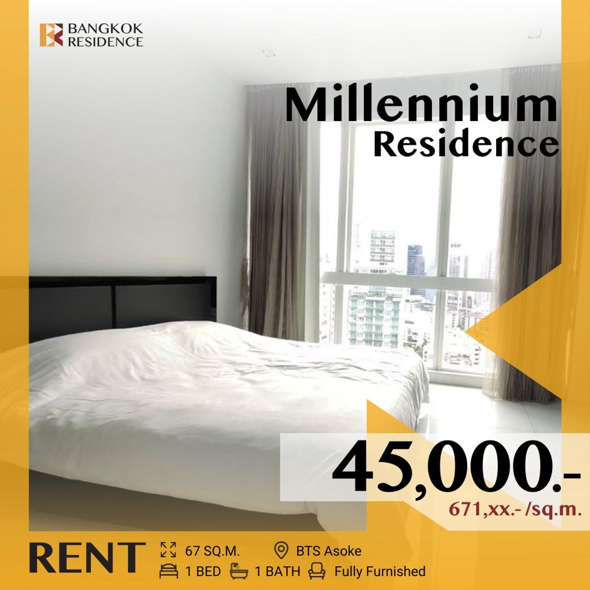 ให้เช่าคอนโดสุขุมวิท อโศก ทองหล่อ : Millennium Residence✨ คอนโดสะอาดน่าอยู่ เหมือนบ้านที่สัมผัสได้ถึงความอบอุ่น ใกล้ BTS อโศก