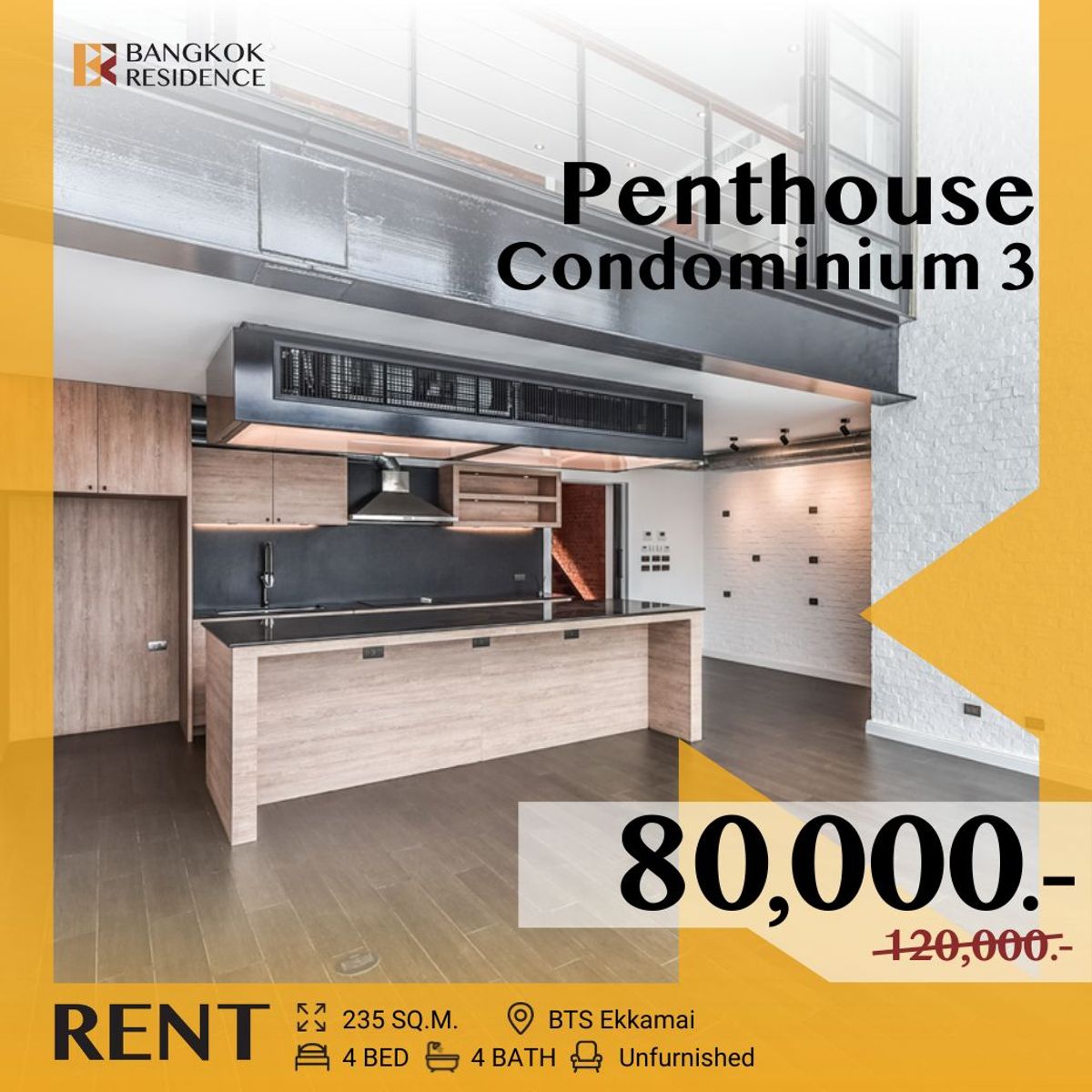 ให้เช่าคอนโดอ่อนนุช อุดมสุข : Penthouse Condominium 3 🌟 ยูนิตสุดหรู พื้นที่กว้าง ตกแต่งทันสมัย ใกล้ BTS เอกมัย