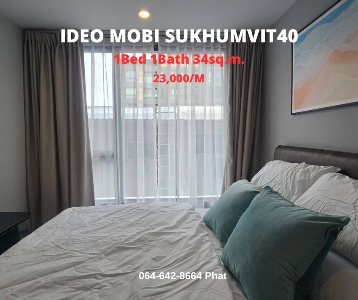 For RentCondoSukhumvit, Asoke, Thonglor : 🏙️ for RENT | IDEO Mobi Sukhumvit 40✨ Low-Rise Condo • Prime Location Near BTS 🛏 1 Bedroom | 🛁 1 Bathroom | 📐 34 SQ.M. 💸 Only 23,000 ฿/Month 📍. (Phat)