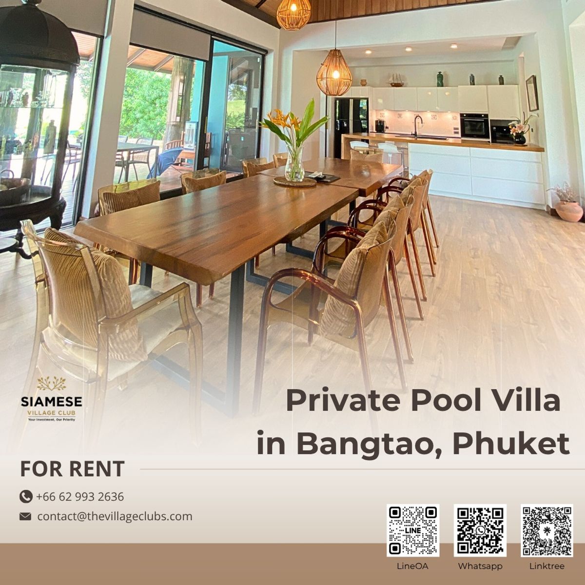 ให้เช่าภูเก็ต : Spacious 4-Bedroom Pool Villa with Tranquil Golf Course View – Ideal Family Living in Bangtao, Phuket