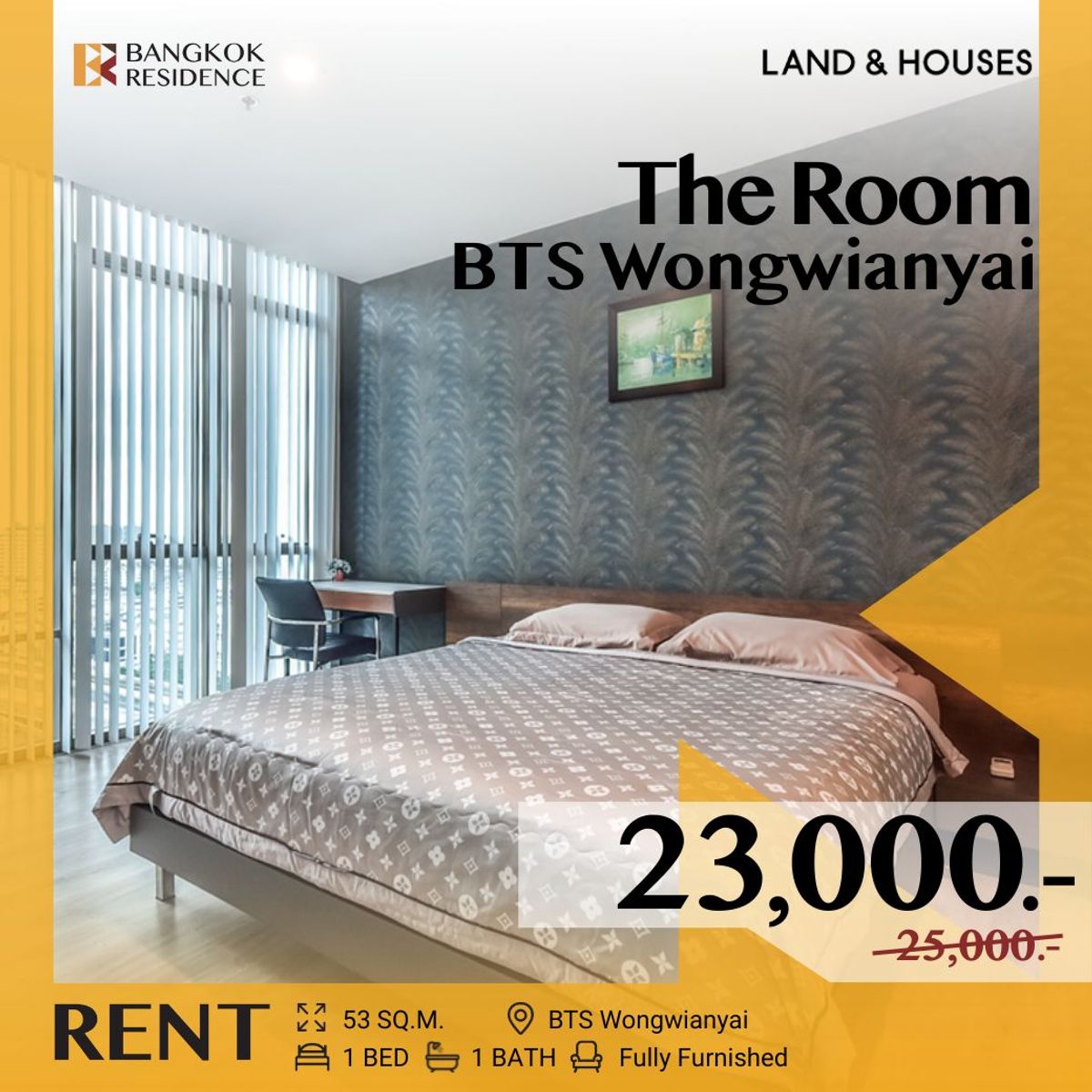 ให้เช่าคอนโดวงเวียนใหญ่ เจริญนคร : The Room BTS Wongwianyai 🔥 ห้องราคาดี เพียง 23K ใกล้ BTS วงเวียนใหญ่