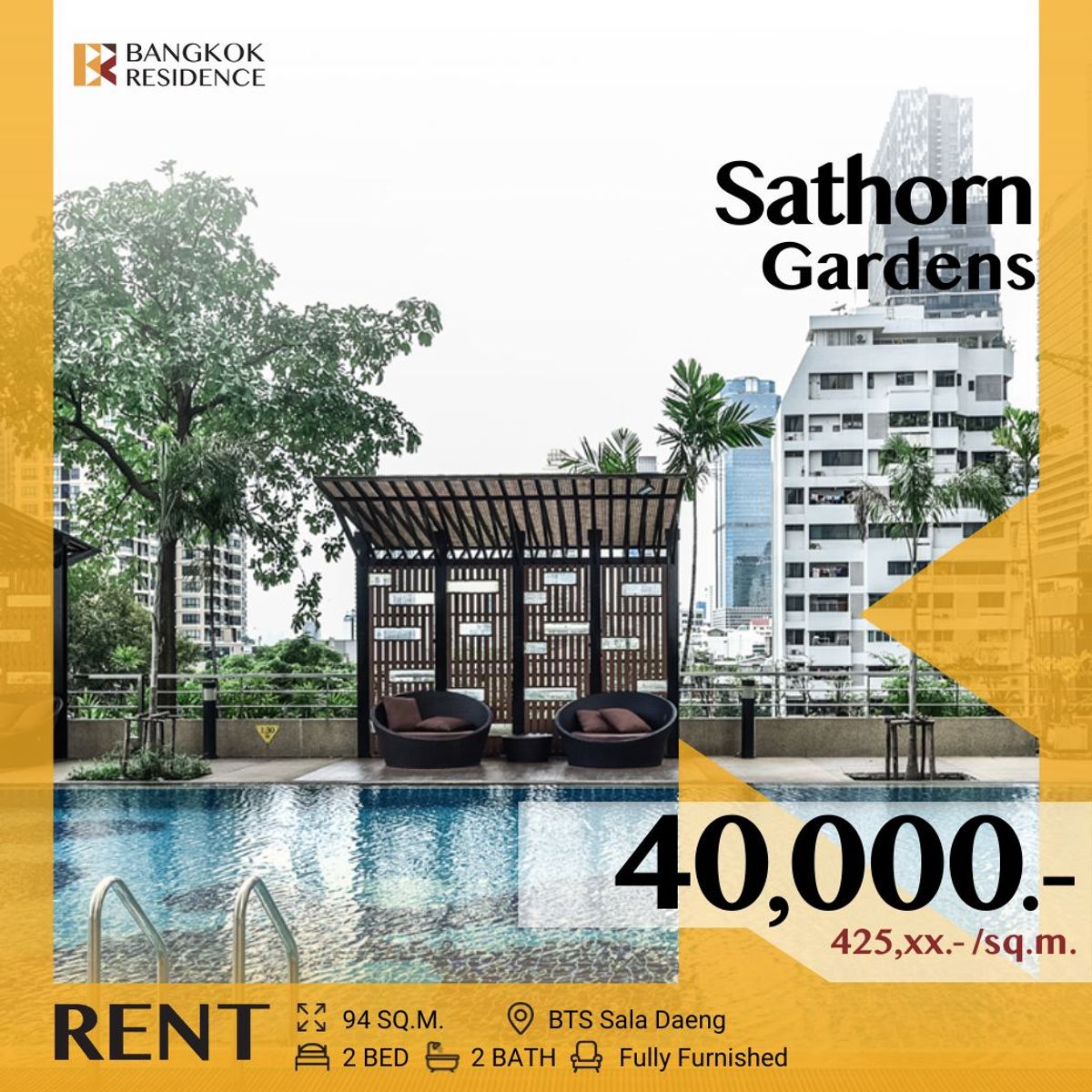 ให้เช่าคอนโดสาทร นราธิวาส : Sathorn Garden 💥 ทำเลศักยภาพ เดินทางสะดวก ใกล้ BTS ศาลาแดง