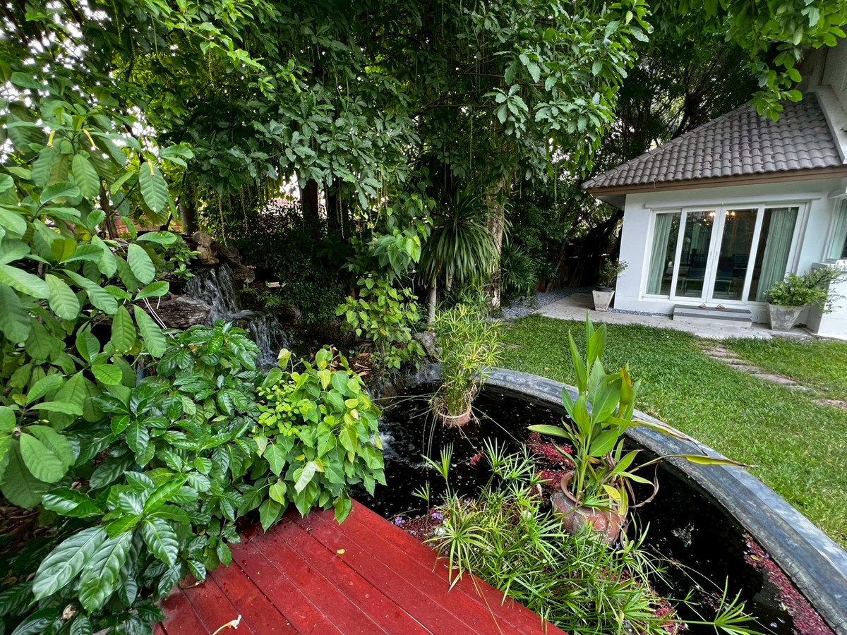 For RentHouseNonthaburi, Bang Yai, Bangbuathong : house 130 sq.wah, opposite Denla British (DBS), 4 bedrooms, 4 bathrooms, maid's room, fully furnished.