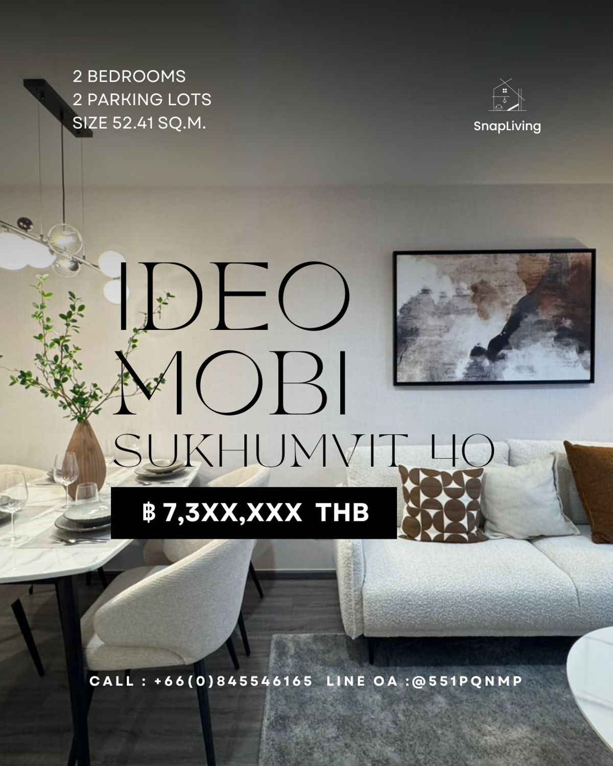 For SaleCondoSukhumvit, Asoke, Thonglor : #Condo inviting to invest 2 Bedrooms 2 Parking not more than 8 million* 𝐈𝐃𝐄𝐎 𝐌𝐨𝐛𝐢 𝟒𝟎 𝟒𝟎 complete with free transfer. Call the sales department 0845546165.