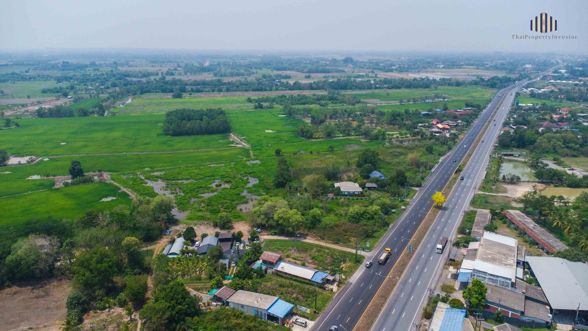 For SaleLandNakhon Nayok : Urgent sale! Potential land next to Suwansorn Road Asia Highway 1, only 5 kilometers from Nakhon Nayok city, large plots of 10 rai, only 2 million per rai! Suitable for allocation/business/tourism project Golden opportunity, developers quickly grab before
