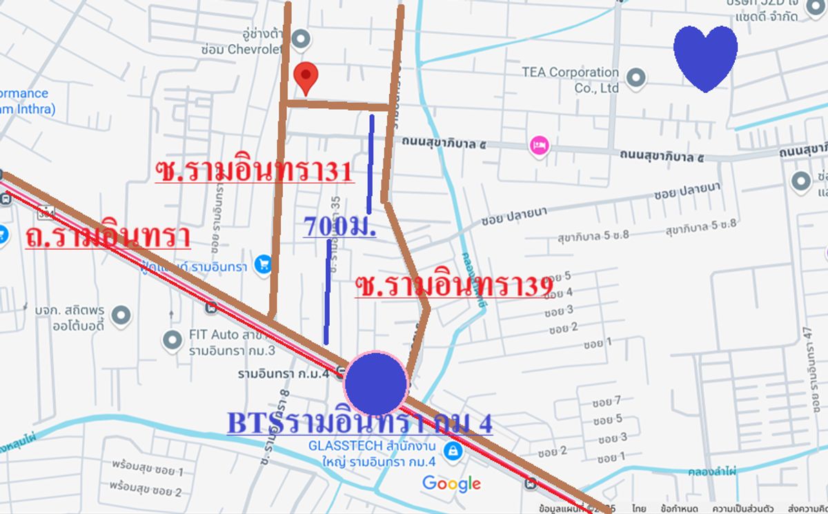 ขายที่ดินนวมินทร์ รามอินทรา : ที่ดิน ซอย รามอินทรา 39 เนื้อที่ 200 ตรว.ใกล้ BTSรามอินทรา กม.4 ราคาถูกมาก