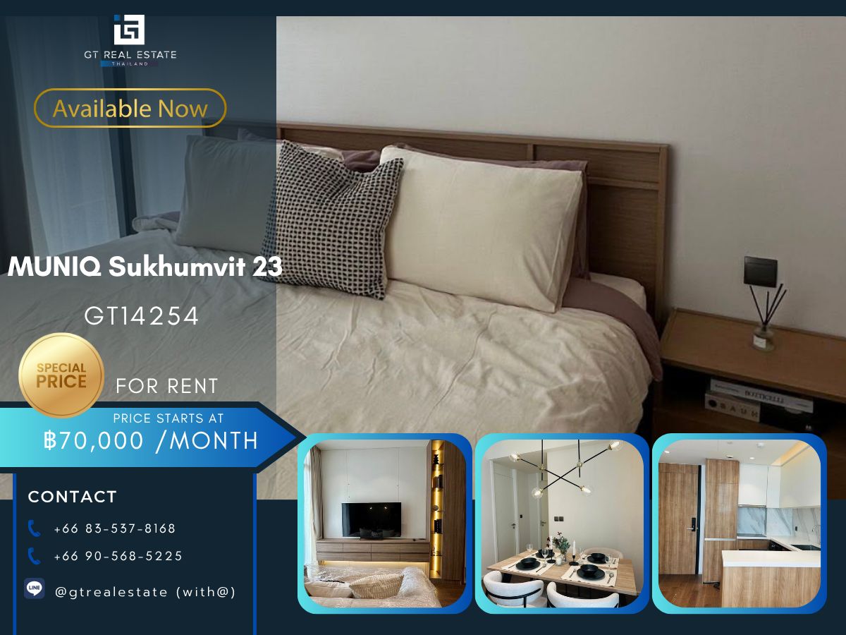 For RentCondoSukhumvit, Asoke, Thonglor : Luxury condo at Muniq Sukhumvit 23, convenient to travel near the BTS Skytrain, have a beautiful room shuttle. Ready to stay immediately !!