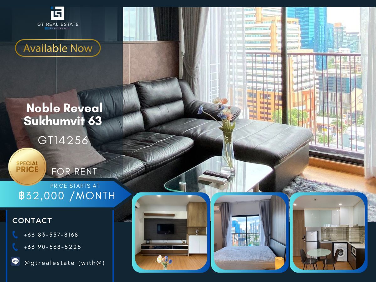 For RentCondoSukhumvit, Asoke, Thonglor : Noble Reveal Sukhumvit 63 condo, convenient transportation, near BTS, have a beautiful room shuttle, full furniture Ready !!