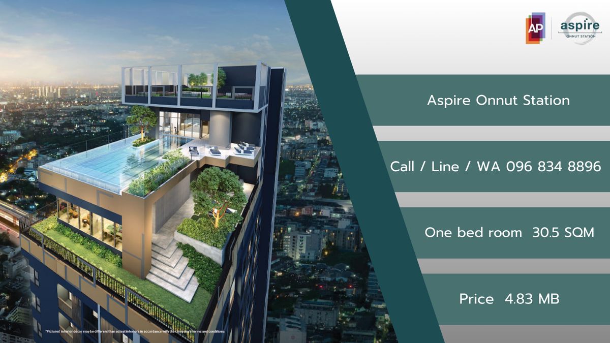 For SaleCondoOnnut, Udomsuk : Aspire Onnut Station New Condo near BTS Onnut 