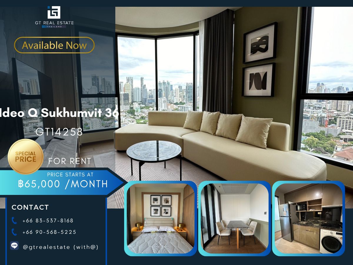 For RentCondoSukhumvit, Asoke, Thonglor : Ideo Q Sukhumvit 36 condo, convenient transportation, near BTS, has a very beautiful shuttle. Ready to stay immediately !!