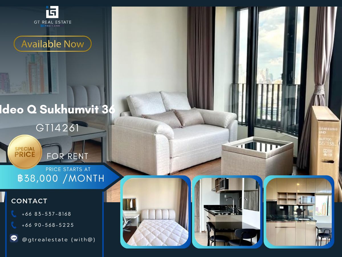 For RentCondoSukhumvit, Asoke, Thonglor : Ideo Q Sukhumvit 36 condo, convenient transportation, near the BTS train, has a beautiful room shuttle, full furniture. Ready to stay immediately !!