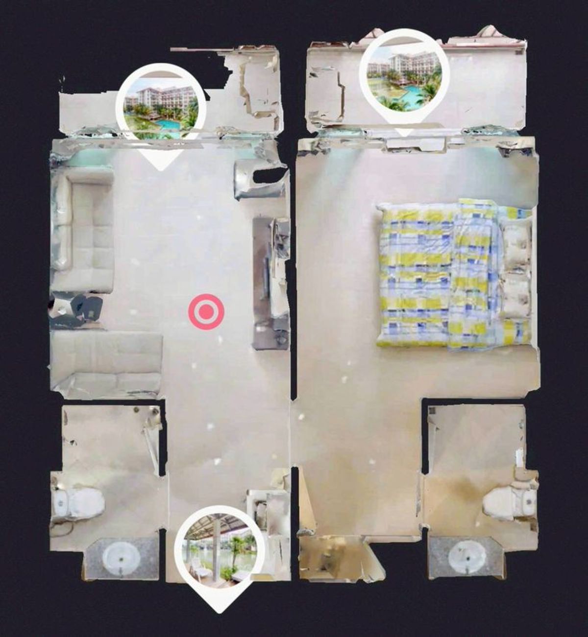 For RentCondoPattaya, Bangsaen, Chonburi : The AD BANGSARAY LAKE & Resort condo is a dual room, a dual room to find a total of 1 large room, 51 sqm. Building C, 4th floor, condo is opposite the Bangsaeng Municipality, Sattahip District, Chon Buri Province.