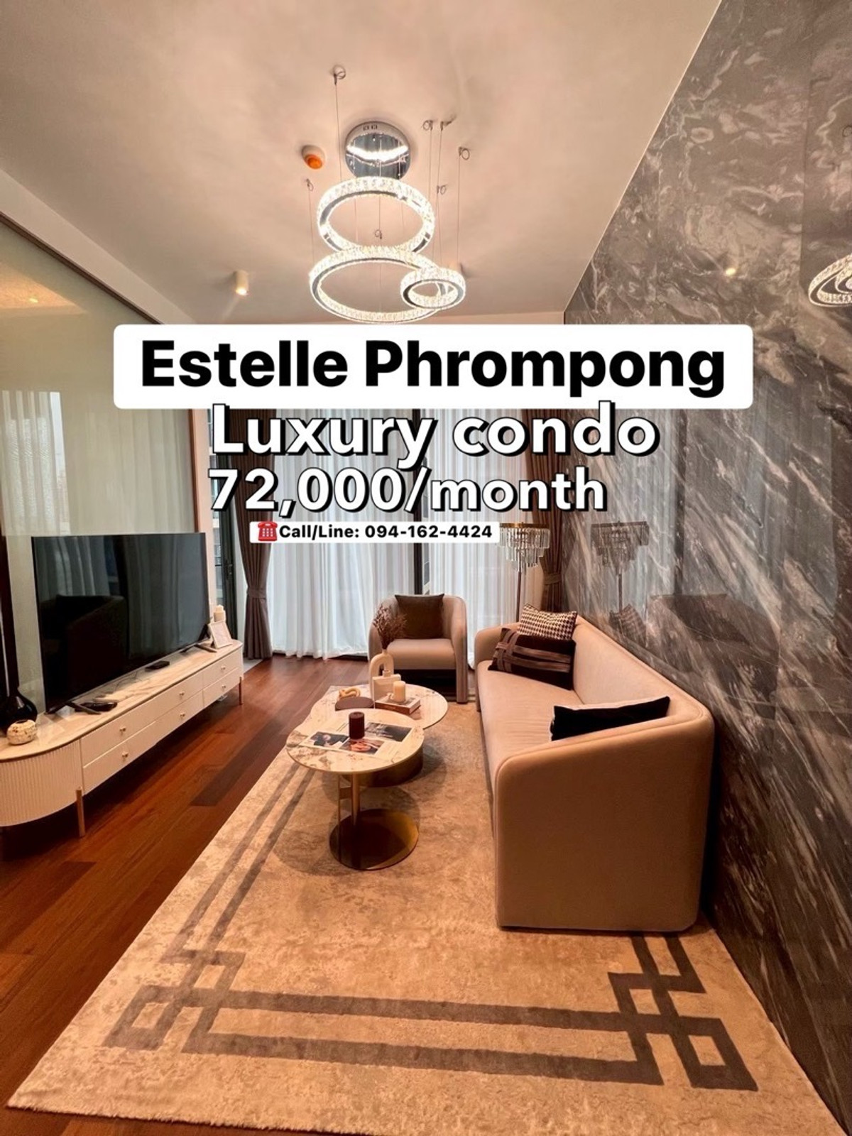 For RentCondoSukhumvit, Asoke, Thonglor : The Estelle Phong ,, Luxury Project Near Emquatier * Super New Room * 70,000/Month ☎️Call/Line: 094-162-4424