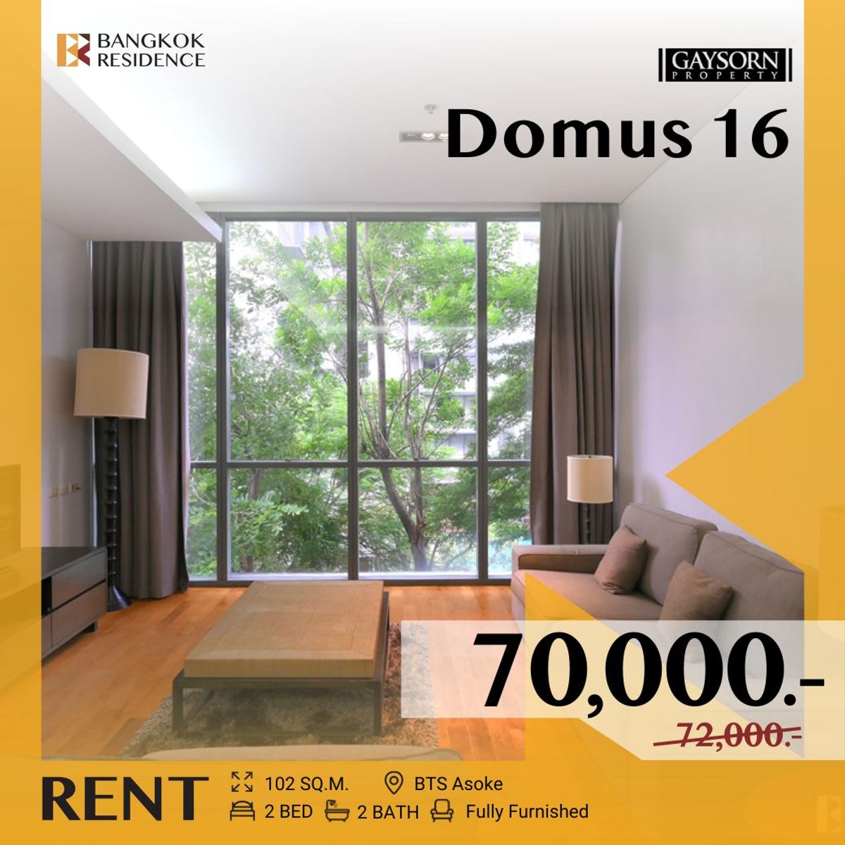 For RentCondoSukhumvit, Asoke, Thonglor : Rare Item! Domus 16 ✨ Nature like living in the most convenient location 🍃 Near BTS Asoke