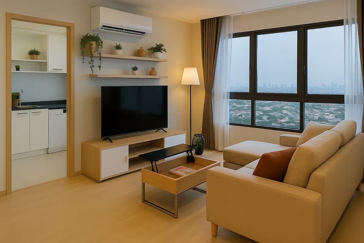 For RentCondoOnnut, Udomsuk : Lumphini Ville Sukhumvit 77 (Onnut) size 66 sqm. 2 bedrooms, 2 bathrooms, new renovated