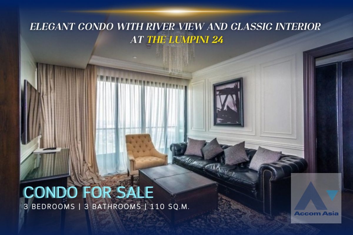 ขายคอนโดสุขุมวิท อโศก ทองหล่อ : 🔼 AccomA 🔽 Corner Unit  Elegant condo with river view and classic interior (AA19096)