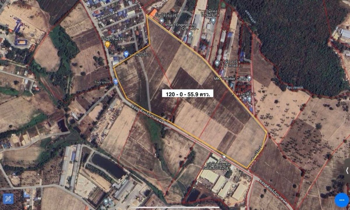 ขายที่ดินระยอง : ขายที่ดินแปลงใหญ่ ทำเลทอง ห้วยโป่ง ระยอง 120-0-55.9 ไร่