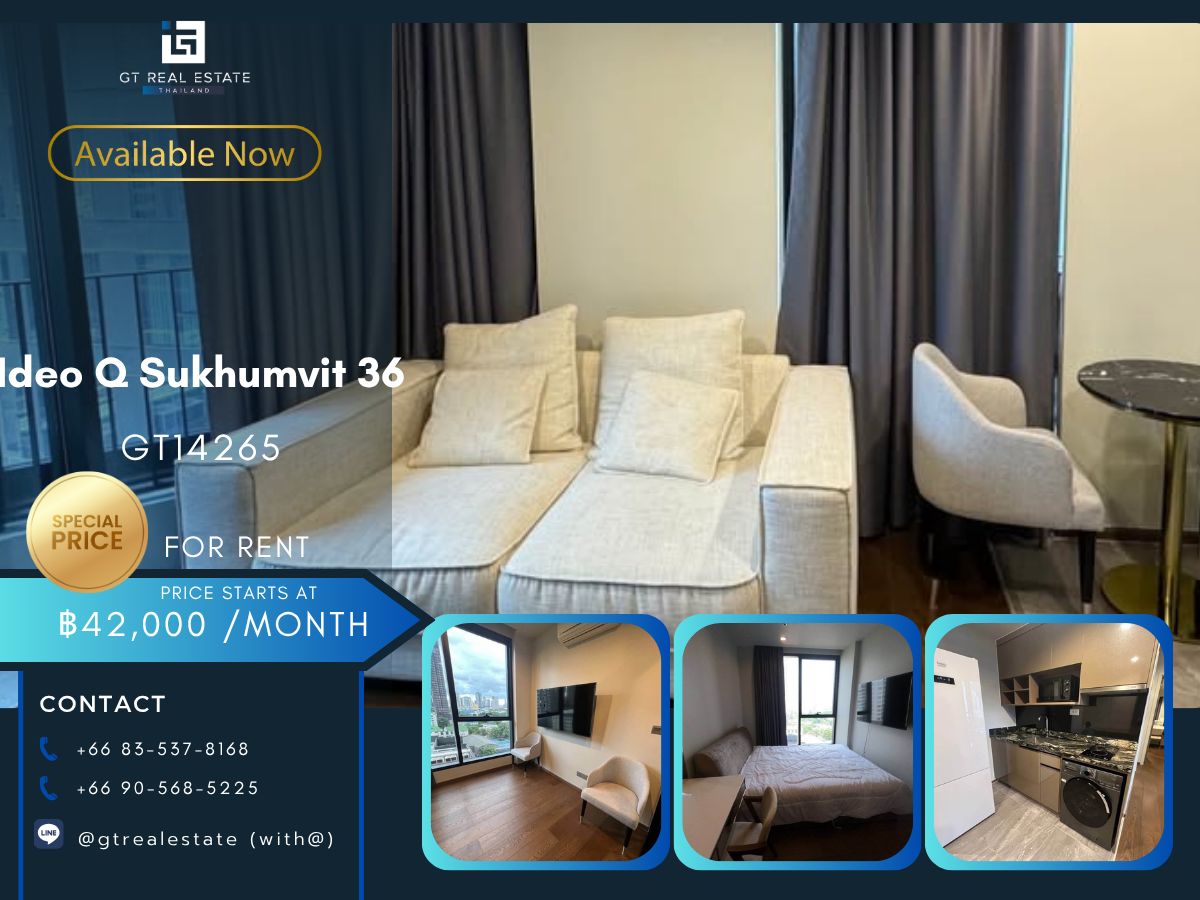 For RentCondoSukhumvit, Asoke, Thonglor : Ideo Q Sukhumvit 36 condo, convenient transportation, near BTS, have a beautiful shuttle room, complete furniture ready