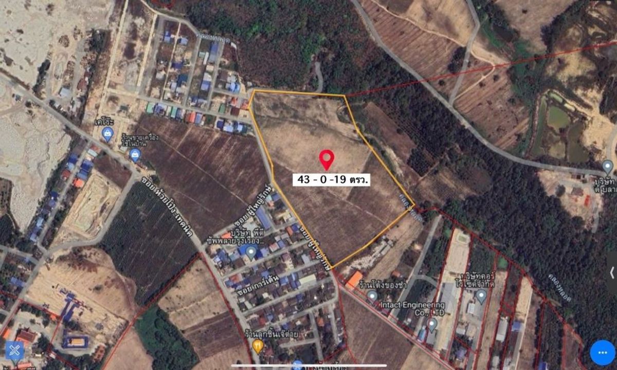 ขายที่ดินระยอง : ขายที่ดินแปลงใหญ่ ห้วยโป่ง ระยอง ติดถนนสาธารณะ 43-0-19 ไร่