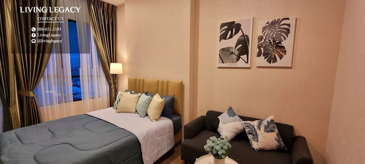 For RentCondoRamkhamhaeng, Hua Mak : Sh4j1S Condo for Rent Knightsbridge Collage Ramkhamhaeng 23.4 sq.m., 24th floor, Line ID: @livingLegacy