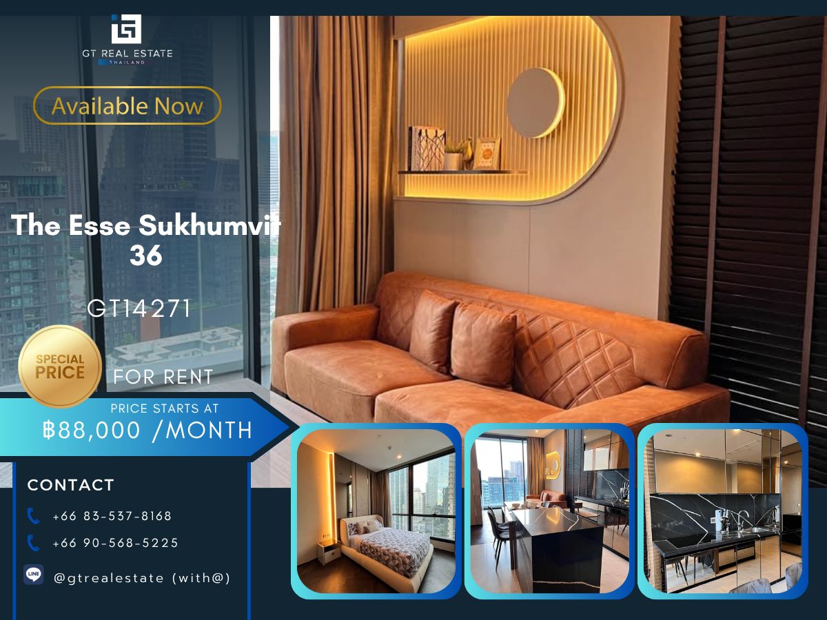 For RentCondoSukhumvit, Asoke, Thonglor : Luxury condo at The Esse Sukhumvit 36. Convenient to travel near the BTS train.