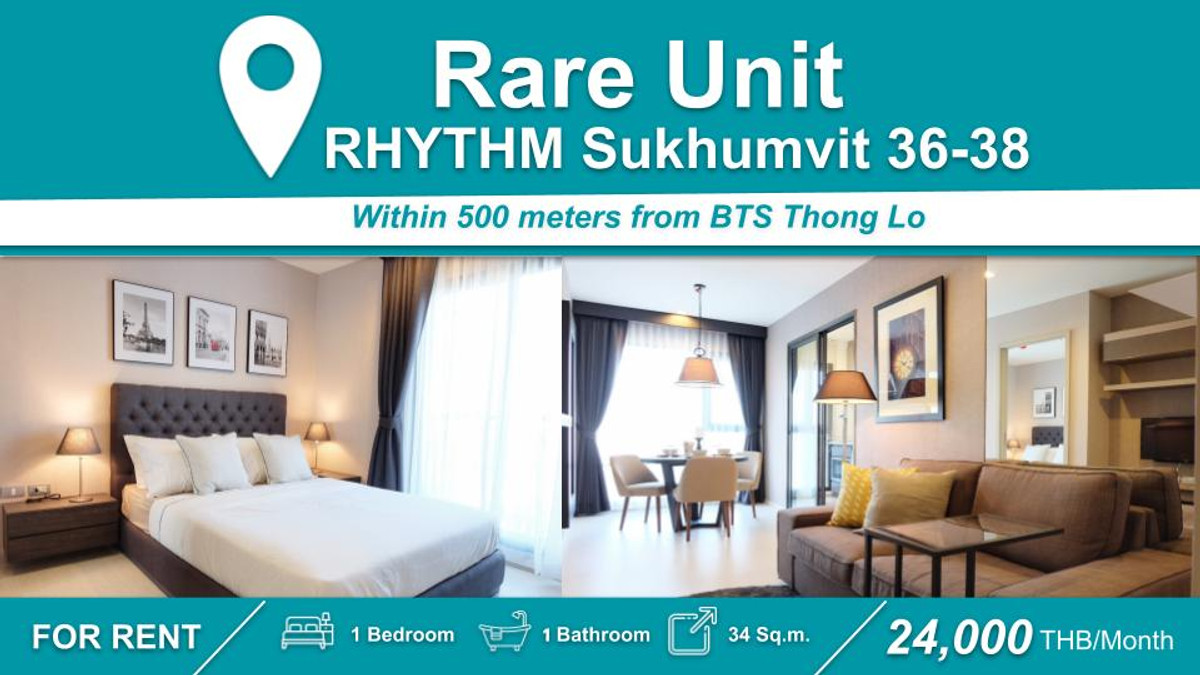 For RentCondoSukhumvit, Asoke, Thonglor : (FOR RENT) RHYTHM Sukhumvit 36-38 I 1-BR Good Price - Fully Furnished & Equipped. Near 🚆BTS Thong Lo																									