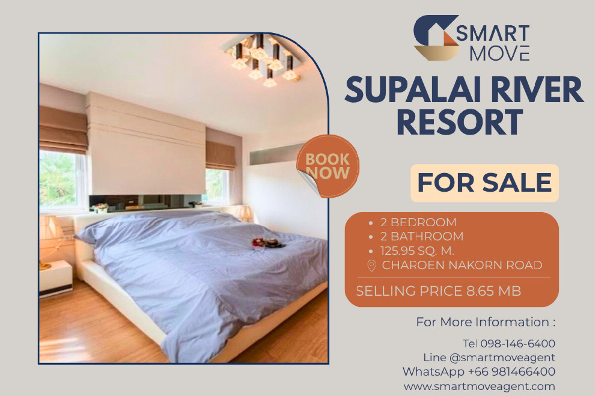 ขายคอนโดวงเวียนใหญ่ เจริญนคร : 🔥 สำหรับขาย !! ห้องหายาก !! 🔥 Code C20250500034..........Supalai River Resort, 2 ห้องนอน, 2 ห้องน้ำ, วิวแม่น้ำ, แต่งครบ, ราคาพิเศษ!!📣📣