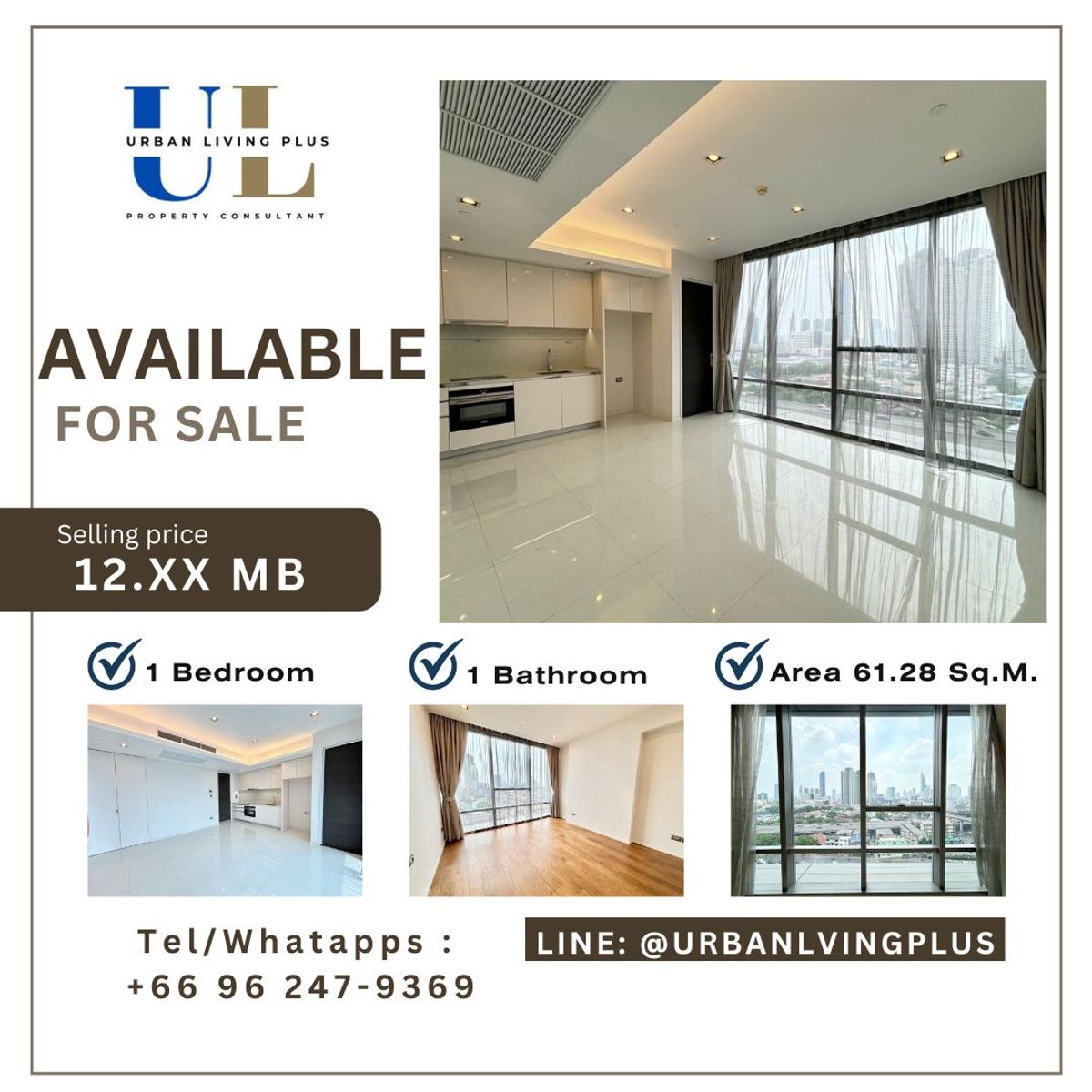 ขายคอนโดสาทร นราธิวาส : ( U20250731200 ) Tel/Line 096-2479369 , ขาย เดอะ แบงค็อค สาทร 1 ห้องนอน 1 ห้องน้ำ ขนาด  61.28 ตร.ม. ห้องสวย พร้อมอยู่