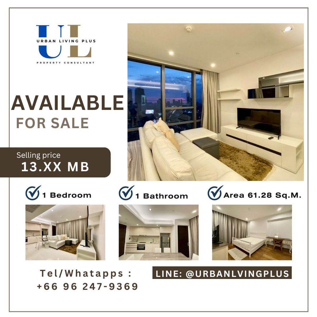 ขายคอนโดสาทร นราธิวาส : ( U20250731100 ) ขายขาดทุนด่วน!!!! Tel/Line 096-2479369 , ขาย เดอะ แบงค็อค สาทร 1 ห้องนอน 1 ห้องน้ำ ขนาด  61.28 ตร.ม. ห้องสวย ชั้นสูง พร้อมอยู่