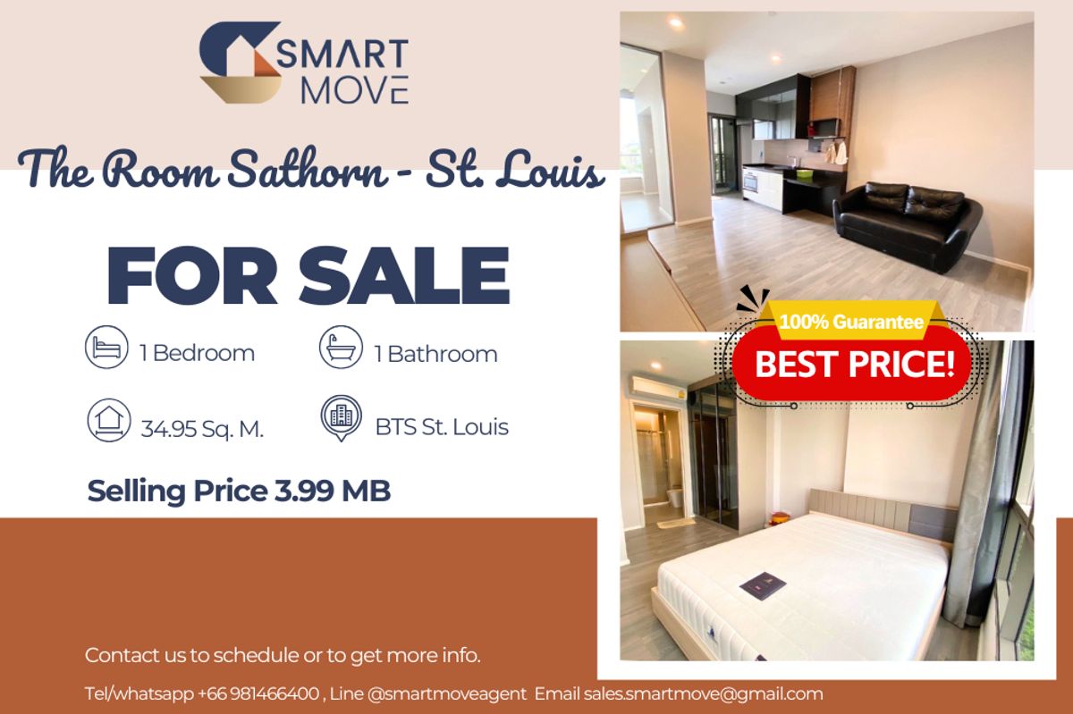 ขายคอนโดสาทร นราธิวาส : 🔥 สำหรับขาย !! 🔥 Code C20221202353..........The Room Sathorn - St.Louis, 1 ห้องนอน, 1 ห้องน้ำ, แต่งครบ, ราคาพิเศษ!!📣📣