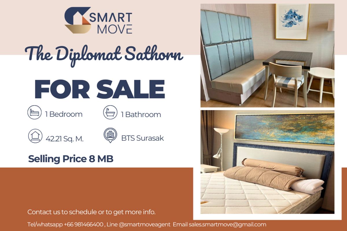 ขายคอนโดสาทร นราธิวาส : 🔥 ขายพร้อมผู้เช่า !!🔥 Code C20230900614..........The Diplomat Sathorn, 1 ห้องนอน, 1 ห้องน้ำ, ชั้นสูง 24++, แต่งครบ, ราคาพิเศษ!!📣📣