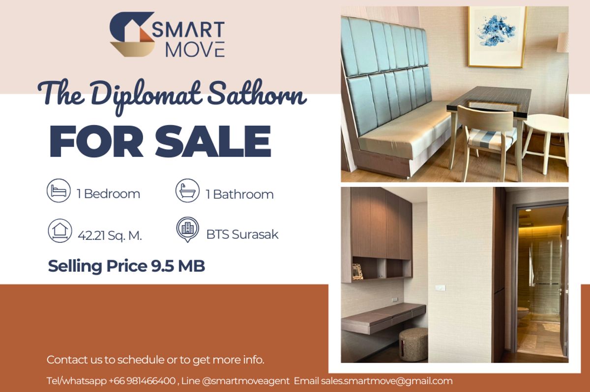 ขายคอนโดสาทร นราธิวาส : 🔥 ขายพร้อมผู้เช่า !!🔥 Code C20230900614..........The Diplomat Sathorn, 1 ห้องนอน, 1 ห้องน้ำ, ชั้นสูง 24++, แต่งครบ, ราคาพิเศษ!!📣📣